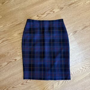 Ann Taylor Blue and Red Knee-Length Pencil Skirt